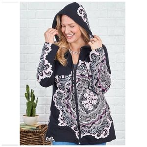 Mandala Print Hooded Jacket, Yoga